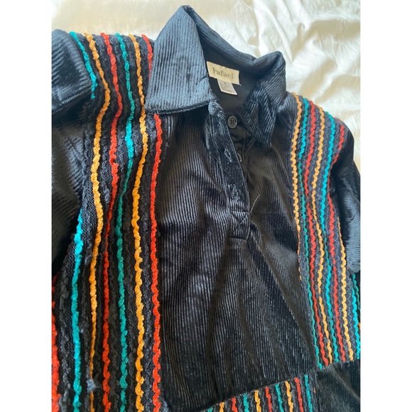 Black Orange Red Green button up shirt - Picture 3 of 6